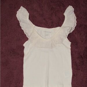 American Eagle lace-trimmed collar tank